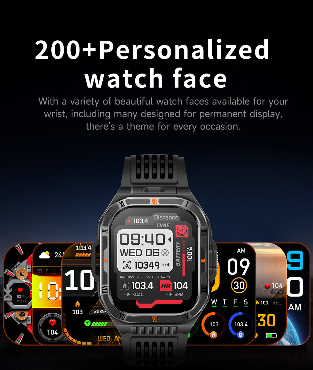 HT38 Smart Watch Bluetooth Calling Flashlight Compass Heart Rate Monitoring Outdoor Sport