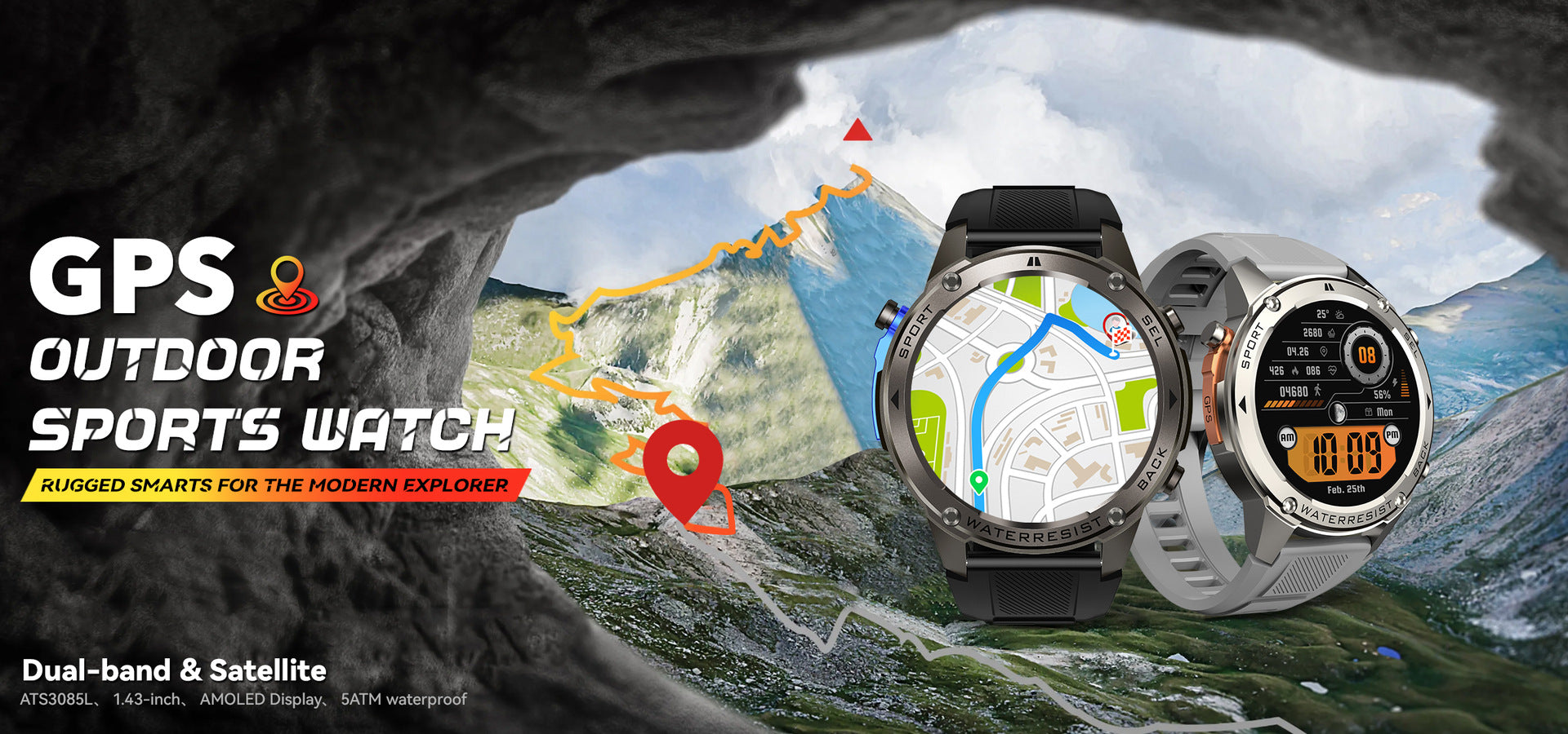 DM56 Smart Watch Bluetooth Calling Heart Rate Step Sleep Monitoring GPS Positioning Outdoor Three Prevention