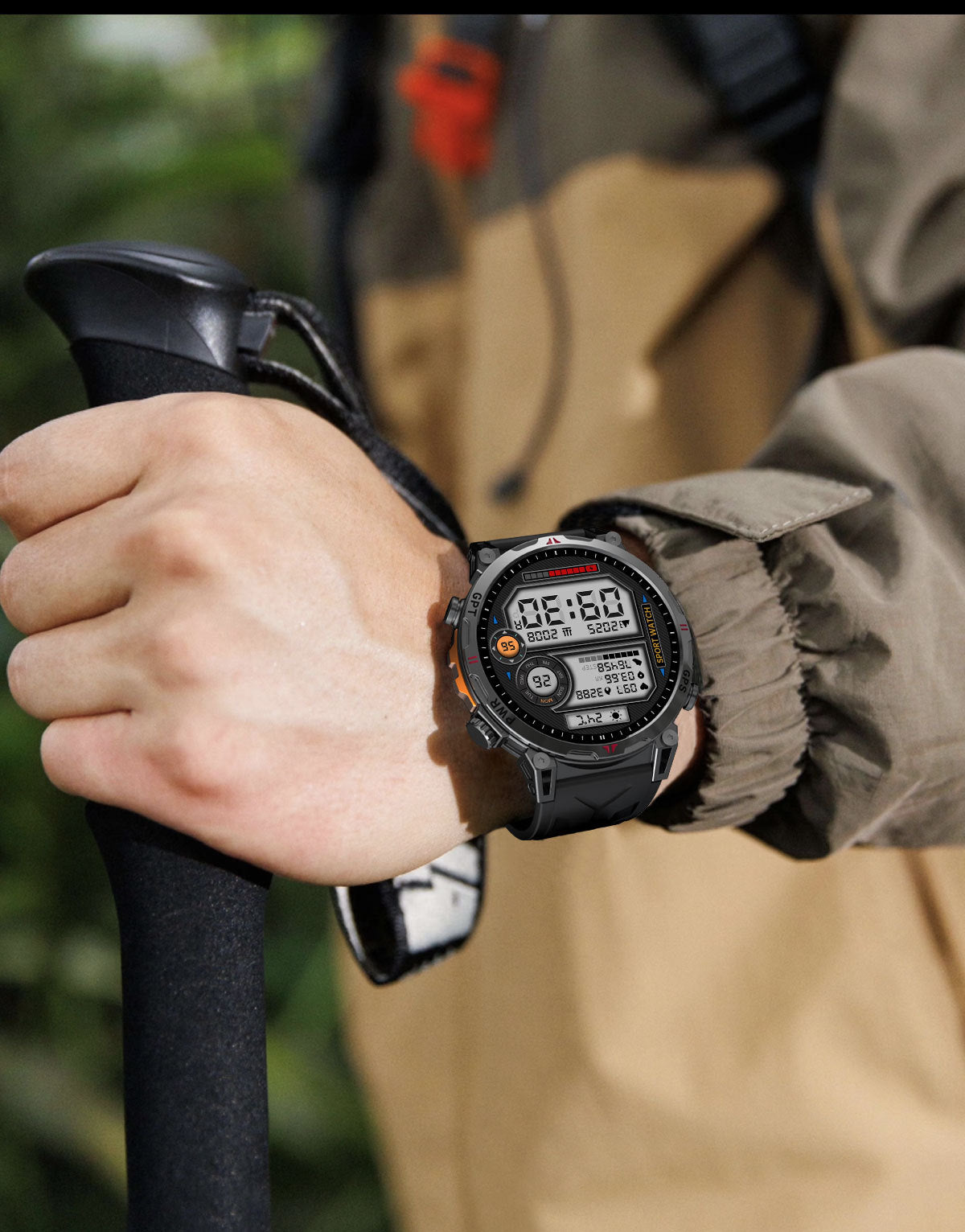 KC93 Smart Watch Heart Rate Blood Oxygen Compass Waterproof Bluetooth Calling GPS Positioning Sport