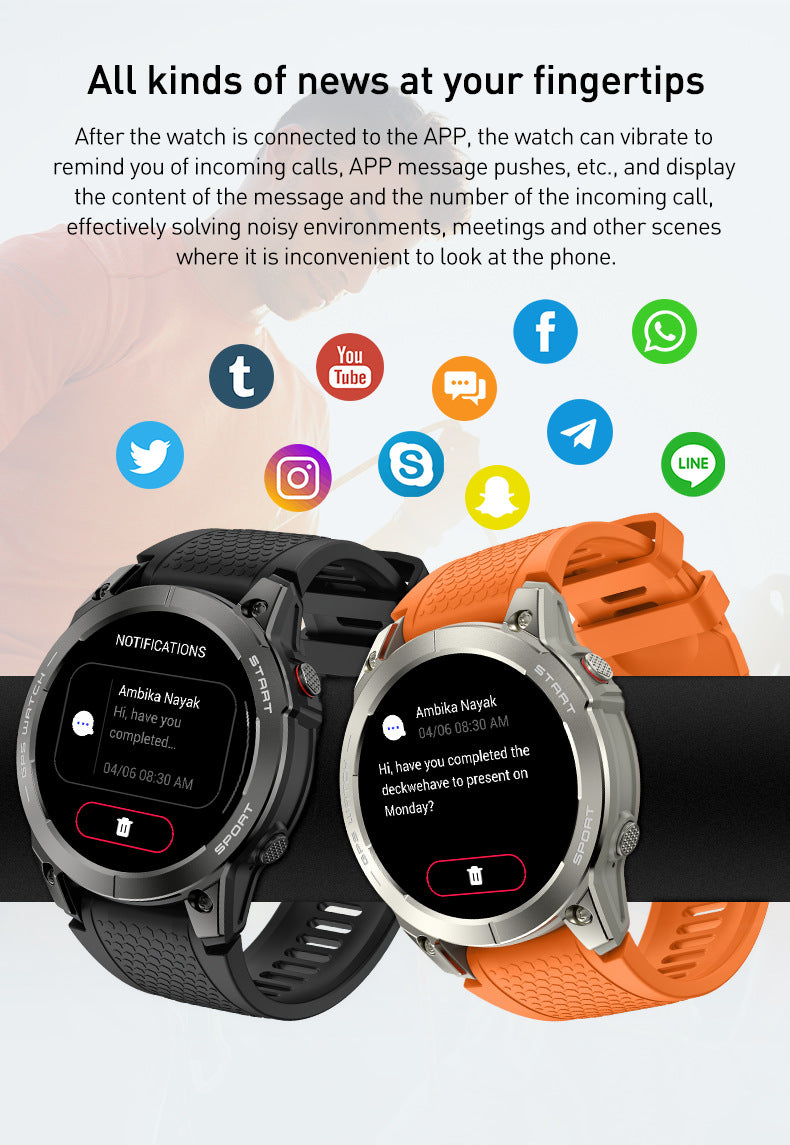 S53 Smart Watch 1.43" Bluetooth Calling Heart Rate Step Counting Sleep GPS Positioning Three Prevention Sport