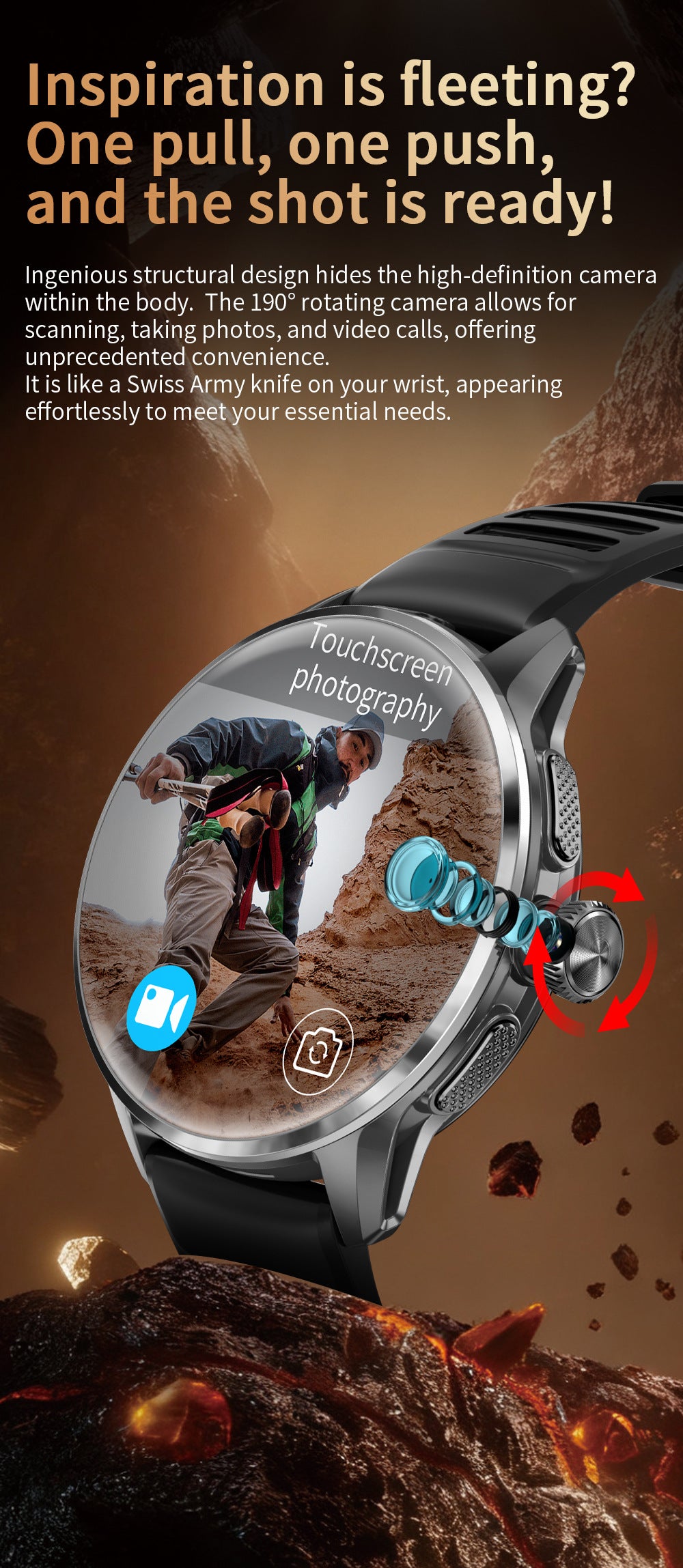 H100 Smart Watch 5G Card Google Store APP Downloading Photo SIM Card + Bluetooth Dual System