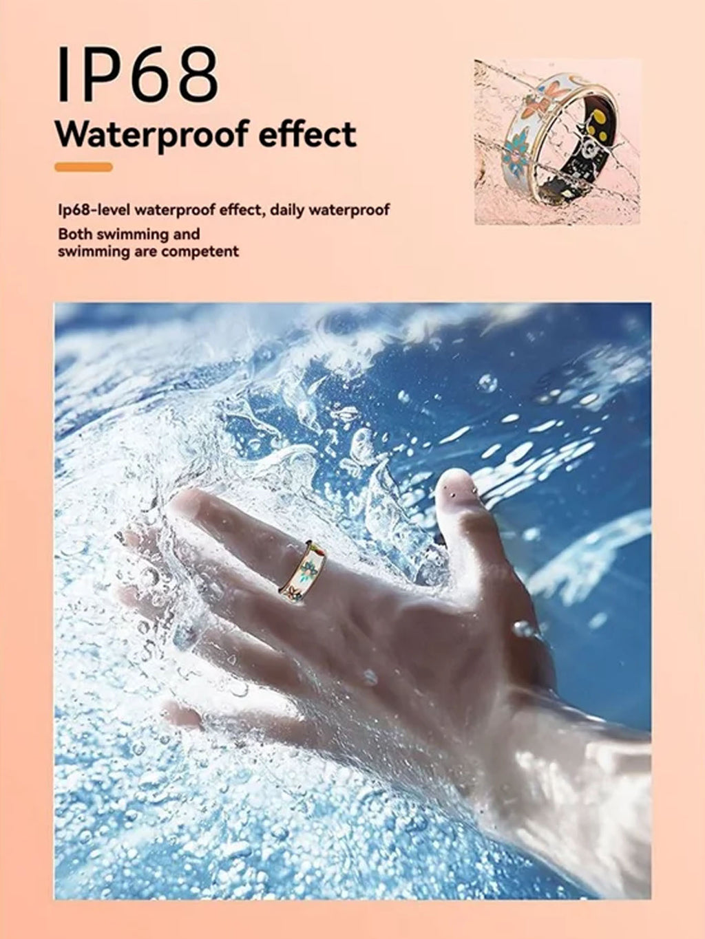 Colorful Smart Ring Sleep Health Monitoring Sport Step Counting Waterproof