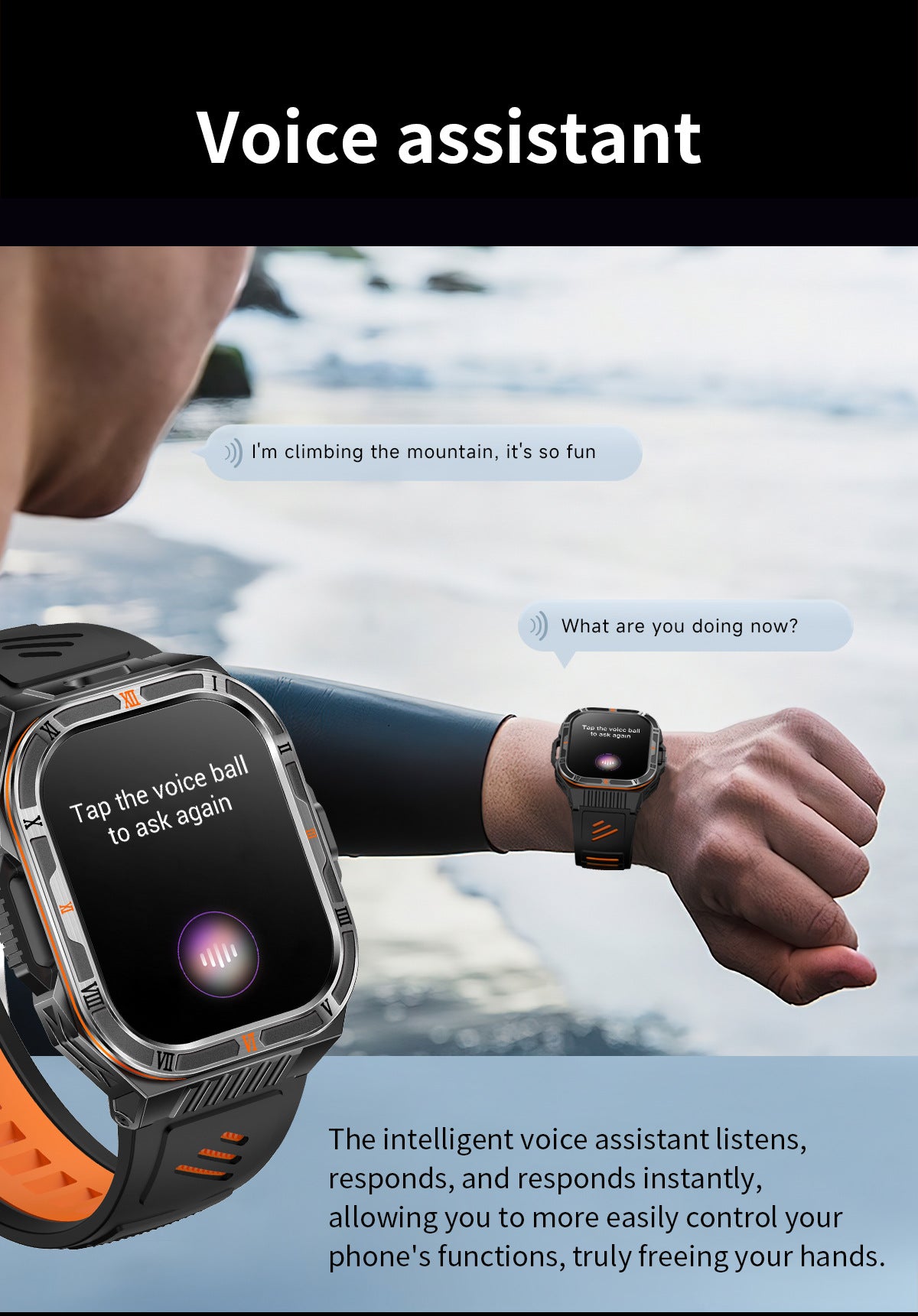 HT38 Smart Watch Bluetooth Calling Flashlight Compass Heart Rate Monitoring Outdoor Sport