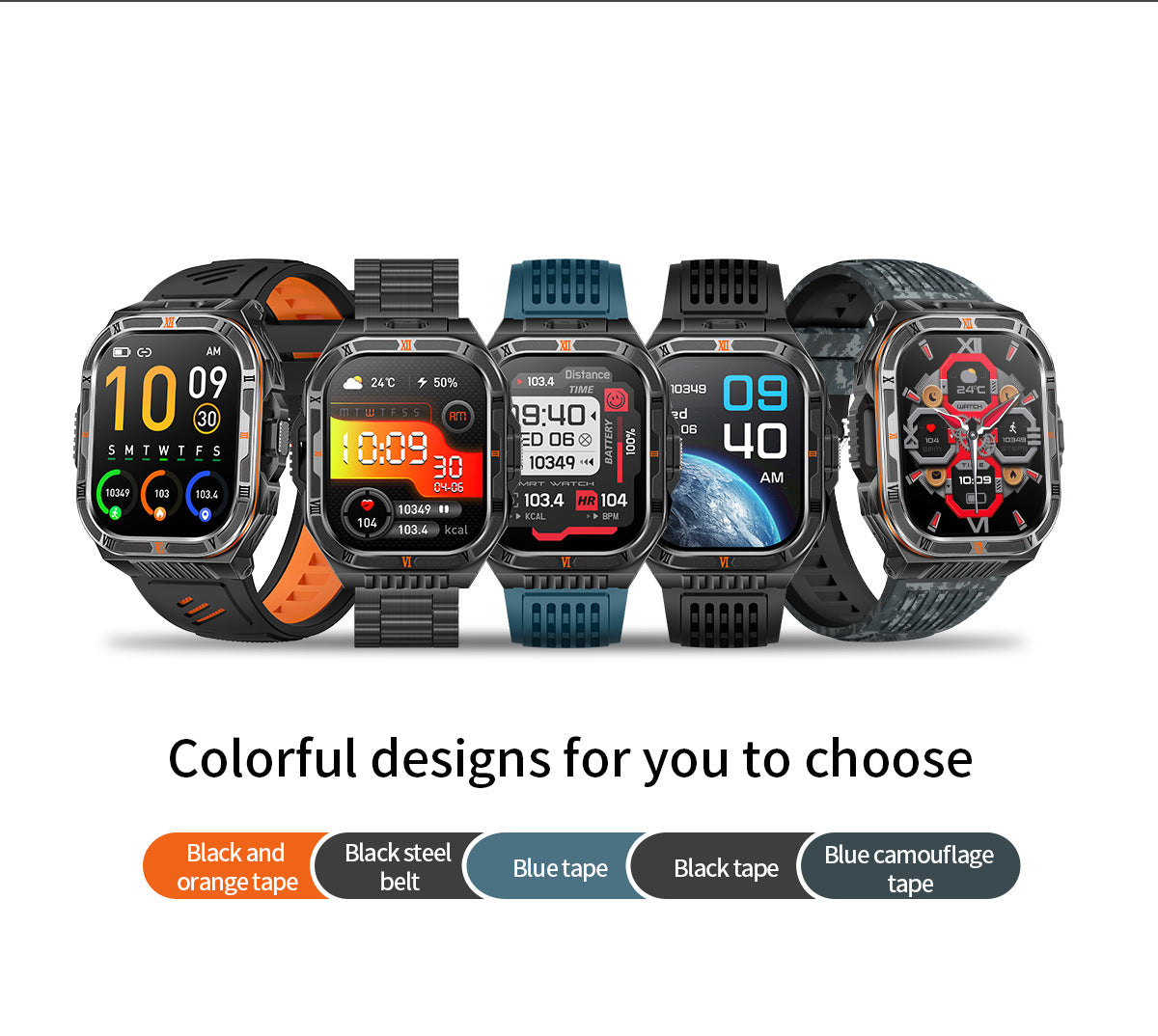 HT38 Smart Watch Bluetooth Calling Flashlight Compass Heart Rate Monitoring Outdoor Sport