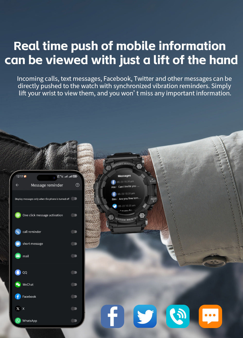 LOKMAT ATTACK GT Smart Watch Bluetooth Calling SOS Compass Out Door Health Monitoring