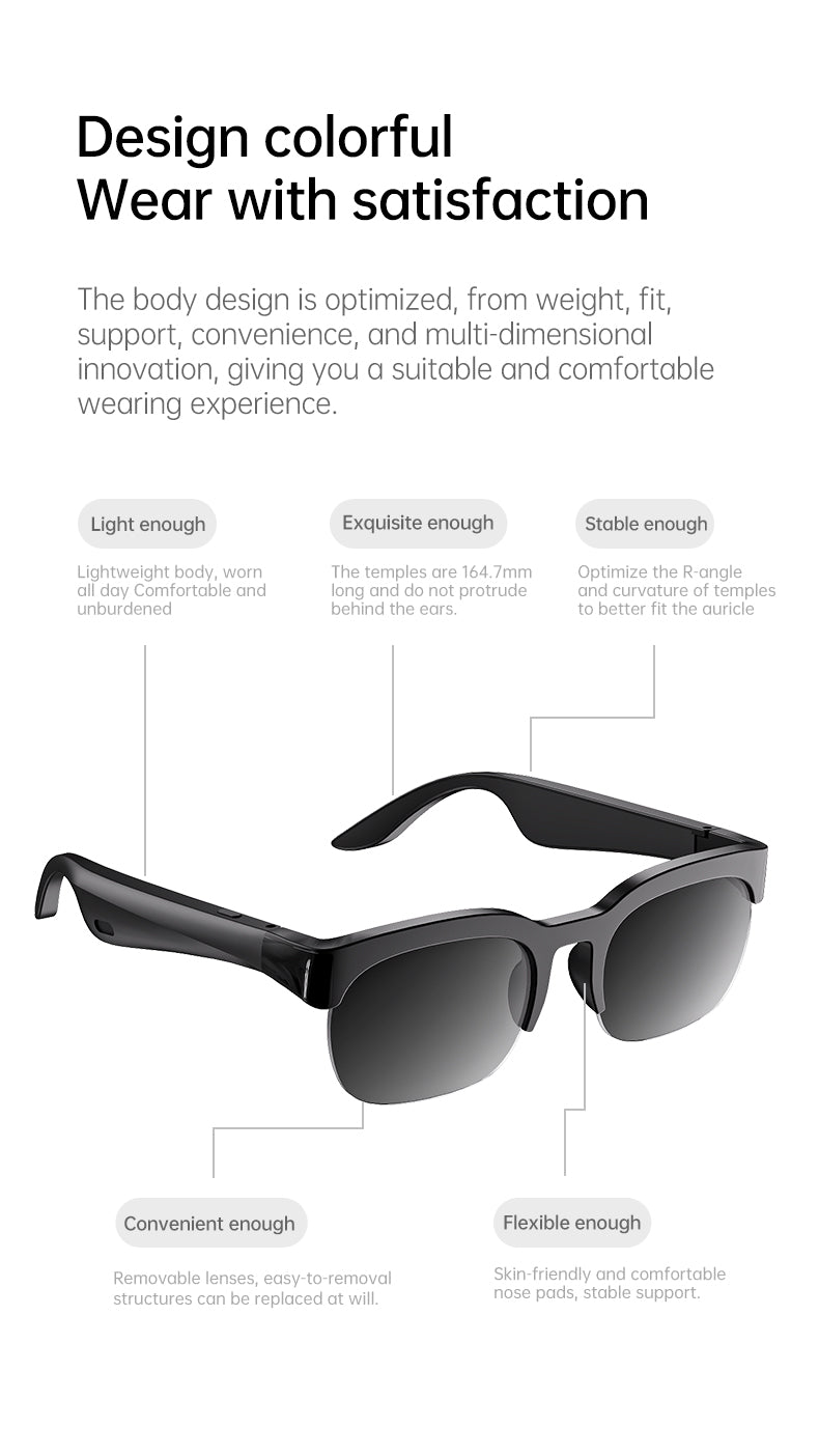 XG 89 Smart Glasses With Music Photo Camera Translation Bluetooth Calling